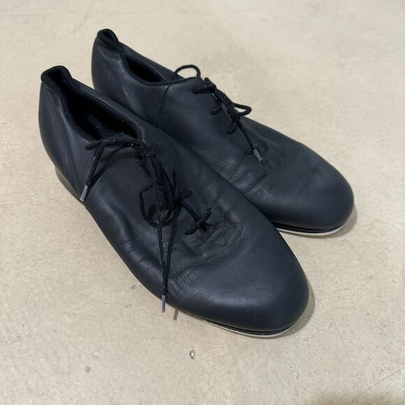 Bloch Tap Shoes Men sz 7.5M Split Sole Lace Up Tie Dance Recital Black Leather - Picture 1 of 11